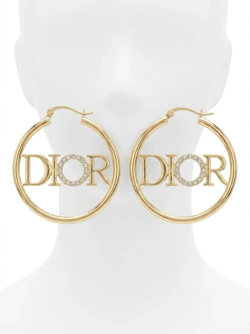 Gold toned  Hoop Earrings with Crystal-Studded O Logo